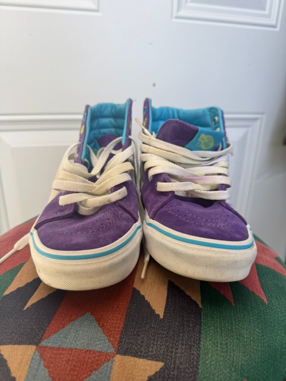 Vans Sk8 Hi Checkerboard Sneakers In Violet/Cyan women's 6.5